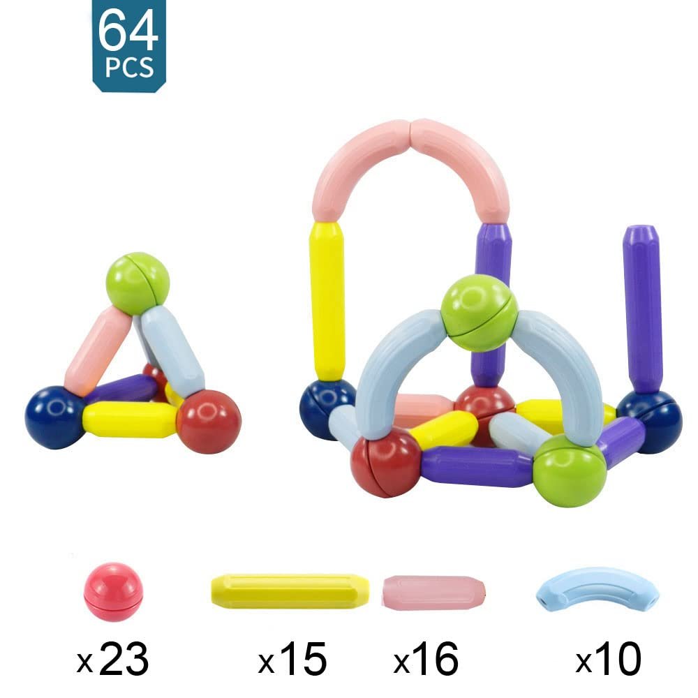 Magnetic Toys | Set of 30 pcs, 50 pcs and 64 pcs | Magnetic Sticks & Balls Toy Set I Building Blocks I Children Educational Toy I Imagination and Creativity (1 Years +) - Image 2