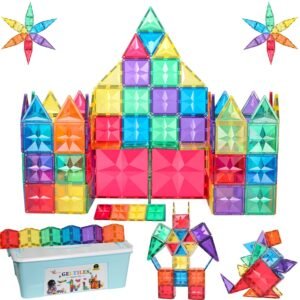 100 Pcs Set Of Strong Building Magnetic Tiles Constructing And Creative Learning Educational Multicolor Toy For Kids Age 3+ With Storage Box Gift (100 Pieces)